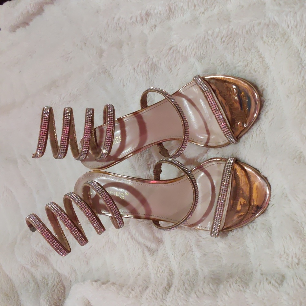 Jacobies Rose Gold Stiletto Sandals size 8.5